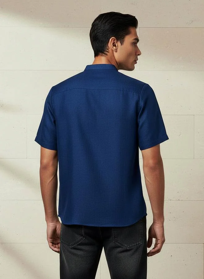 Splash FAV Men Regular Fit Mandarin Collar Short Sleeves Shirt